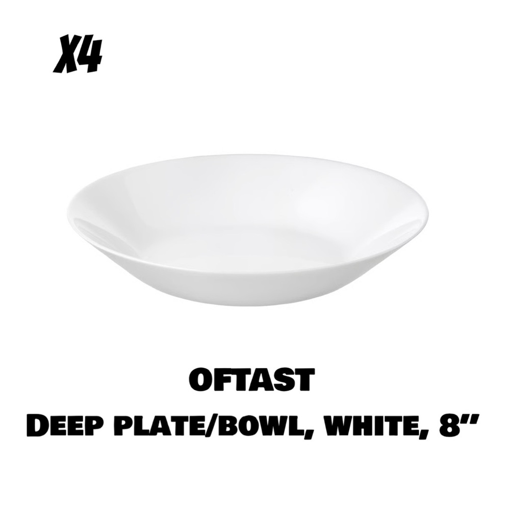 4 Oftast White Deep Plate/Bowl